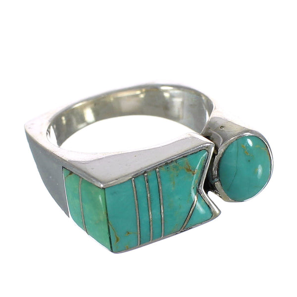Turquoise Southwest Authentic Sterling Silver Jewelry Ring Size 6-1/2 AX90803